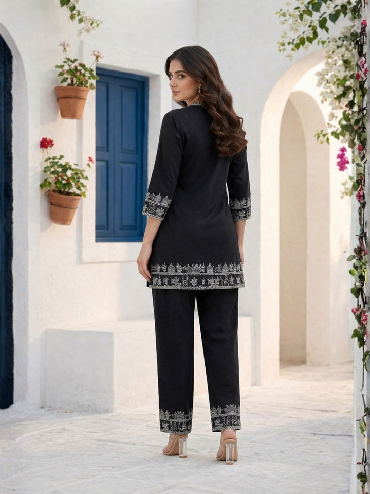 Sakshi Jet Embroidered Cotton Co-ord Set