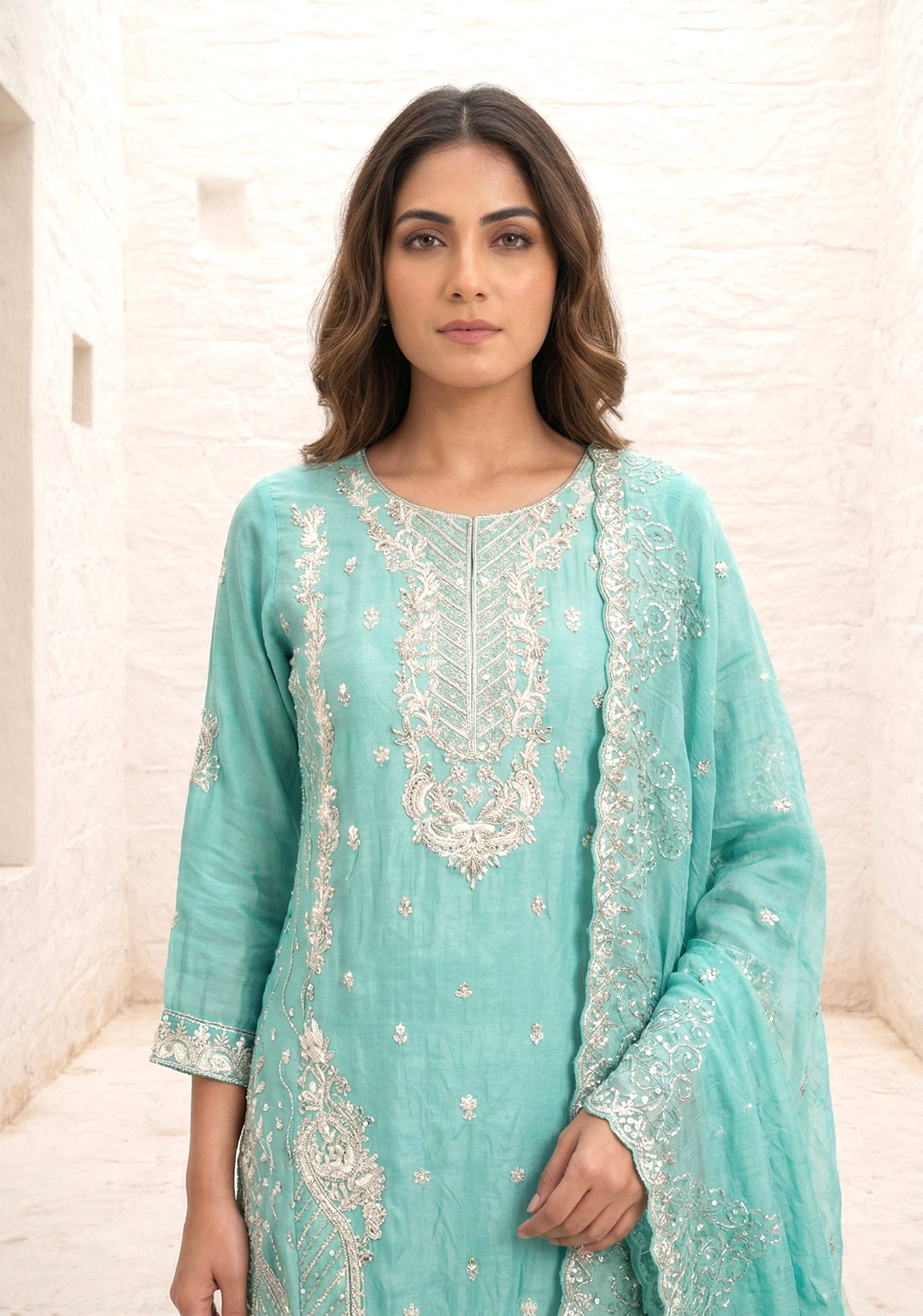 Mayuri Minty Full Work Suit Set