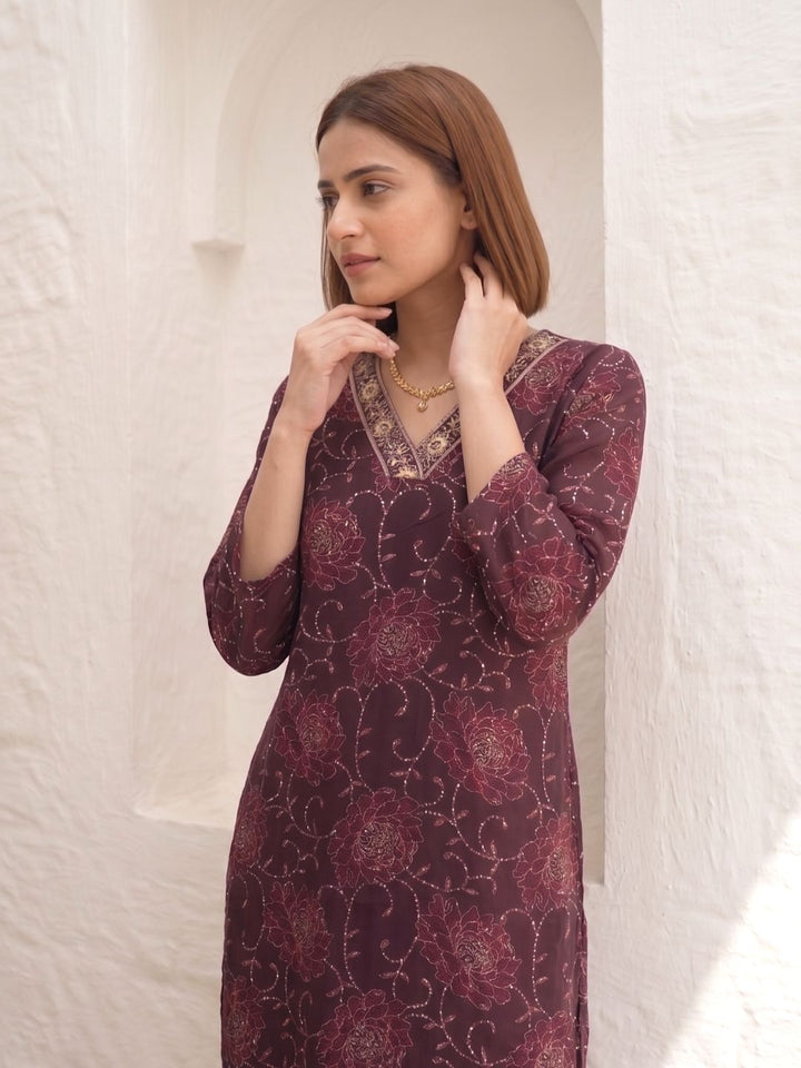 Varisha Plum Printed Kurti