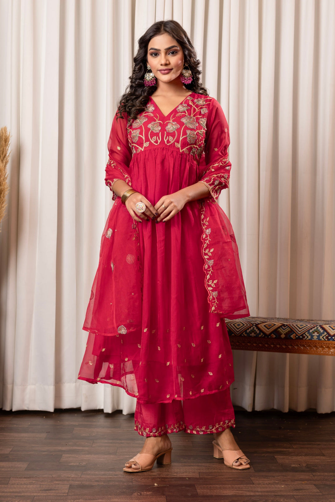 Nisha Rosy Embroidered Suit Set
