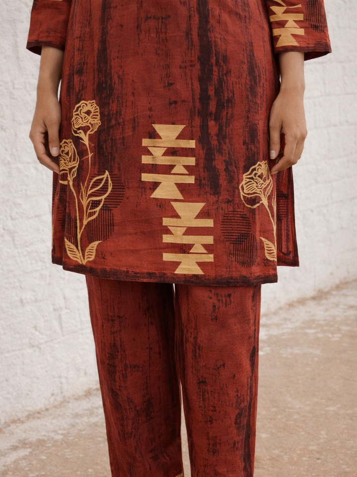 Swades Tangerine cotton co-ord set