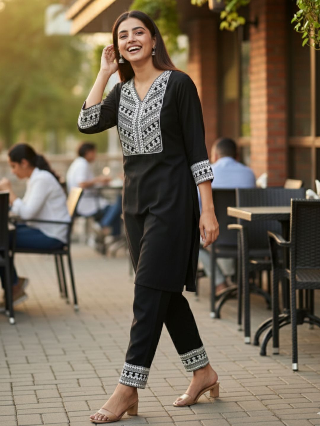 Leena Charcoal Embroidery Co-ord Set