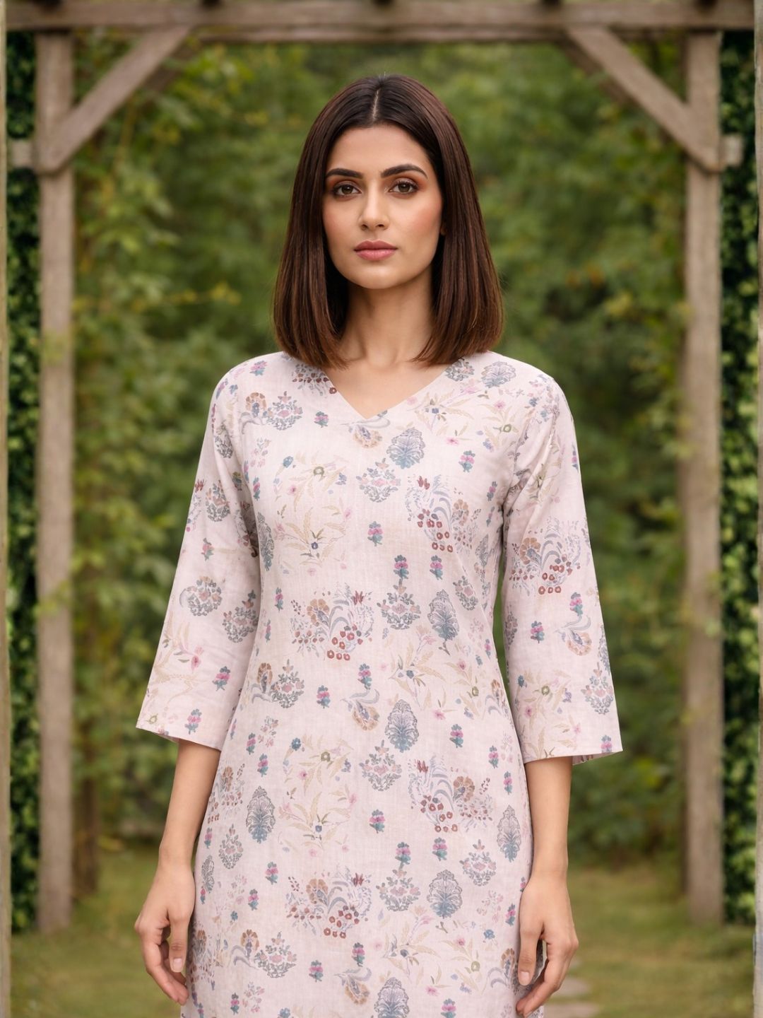 Bindiya Pearl Linen Printed Kurta Pant Set