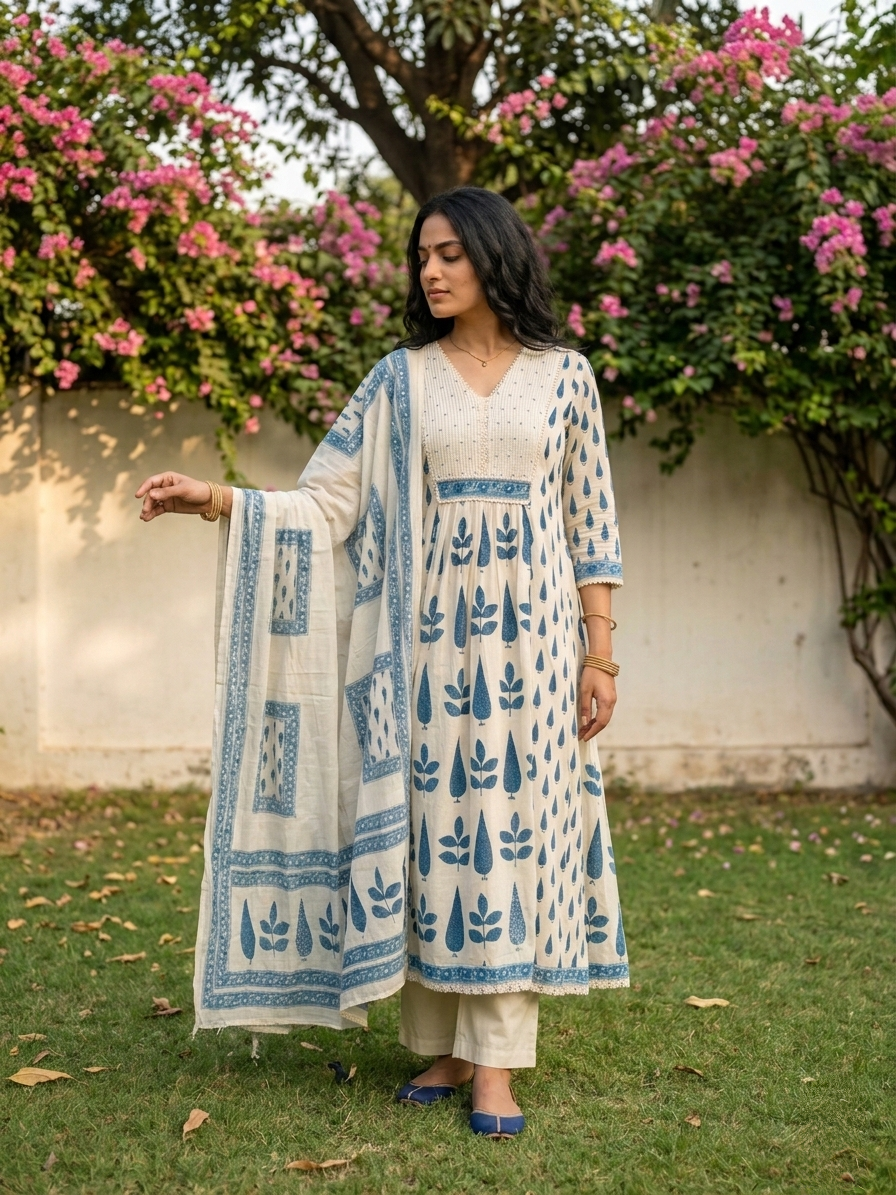 Swades parch cotton suit set