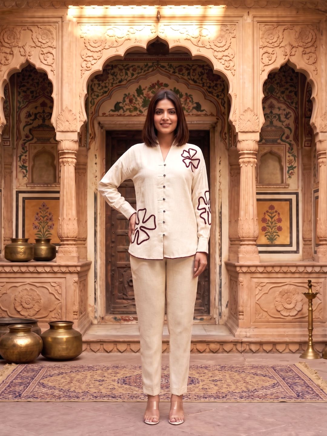 Wespret parch embroidery cotton co-ord set