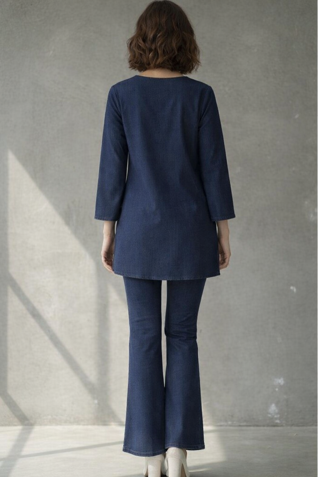 Prisha lapis denim embroidery co-ord set