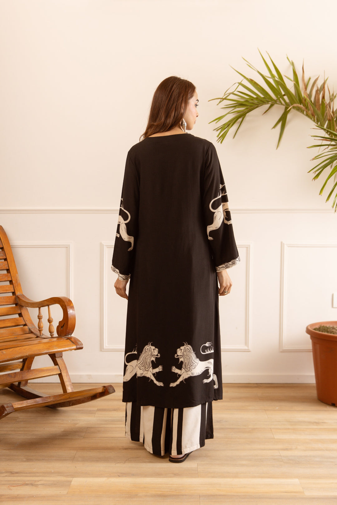 Karen Charcoal printed kurta pant set