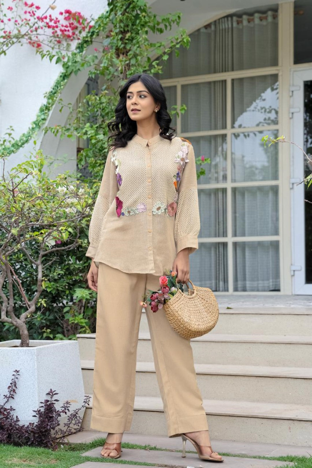 Opela Tan embroidery Co-ord Set