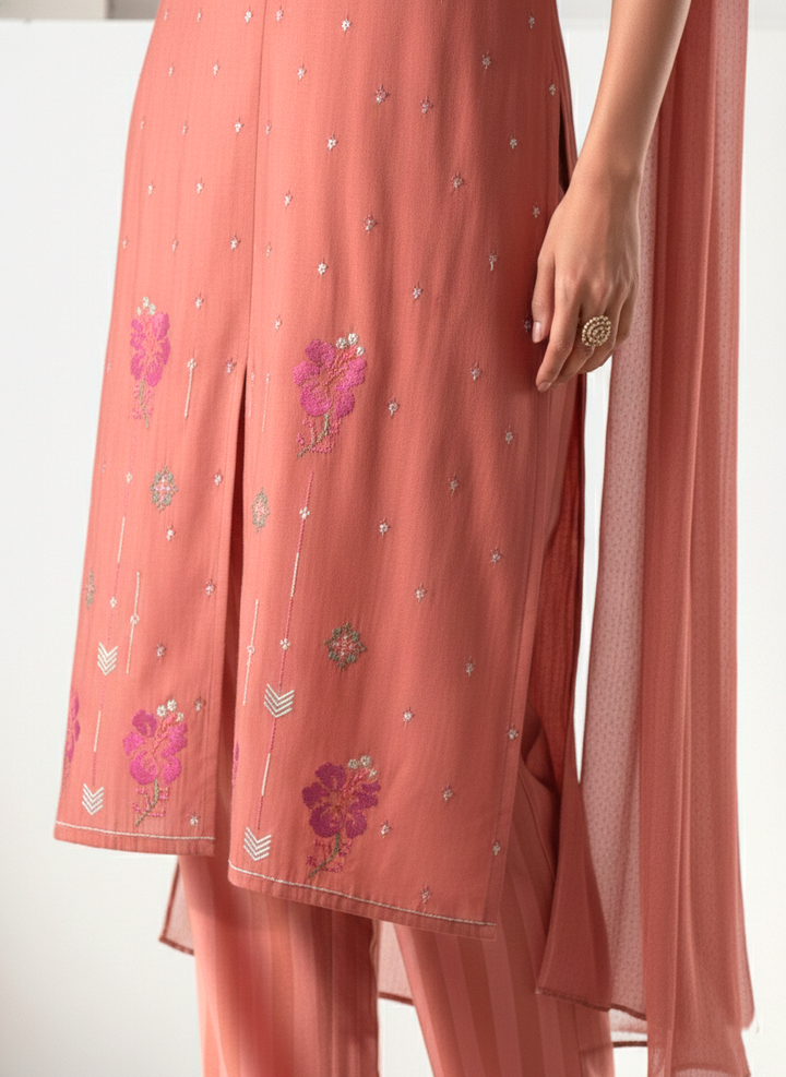 Alena Rust Work Co-ord Set comes with Stole