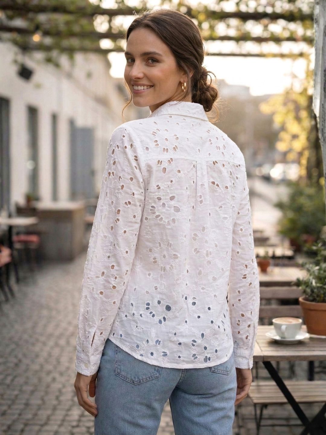 Perka Harp schiffli Cotton shirt