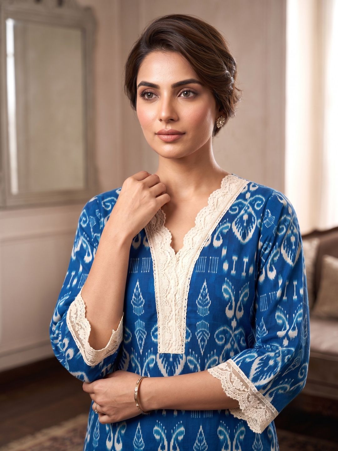 Tashvika Indigo Cotton Kurta Pant set