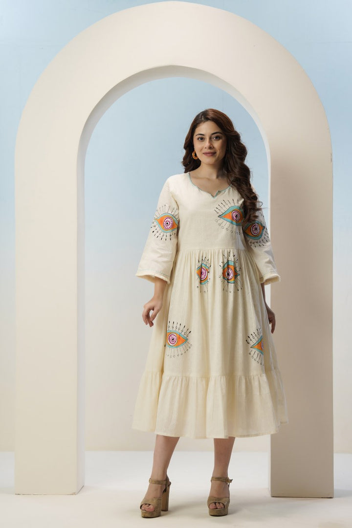Tatva evil eye embroidery cotton dress