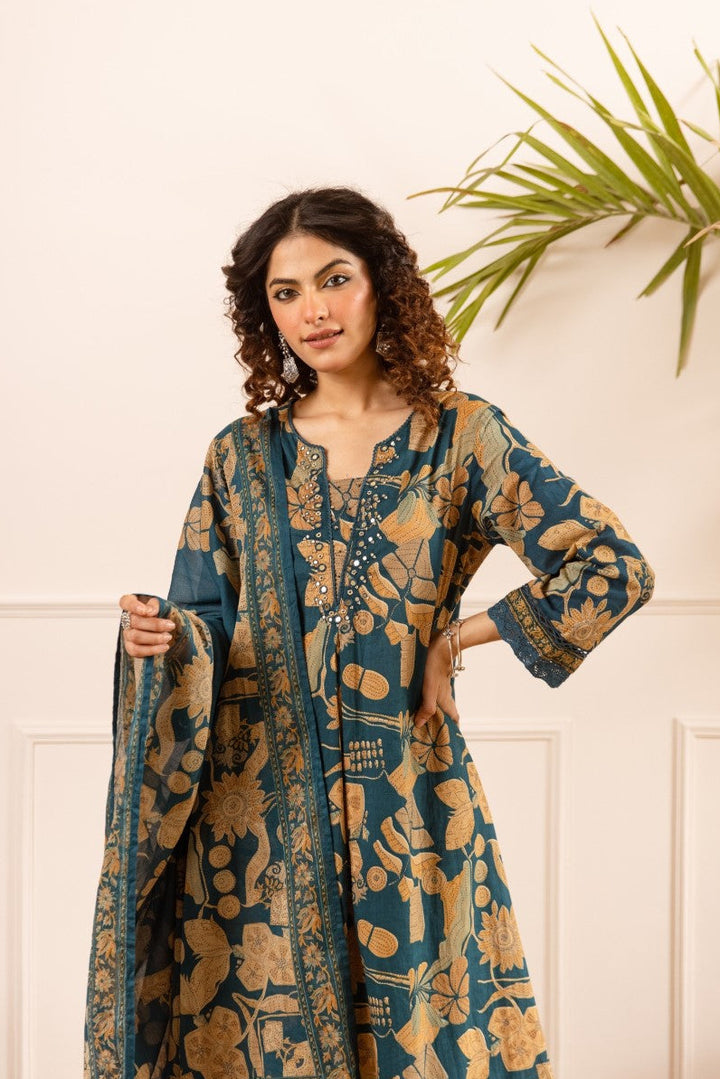 Karen sapphire cotton suit set