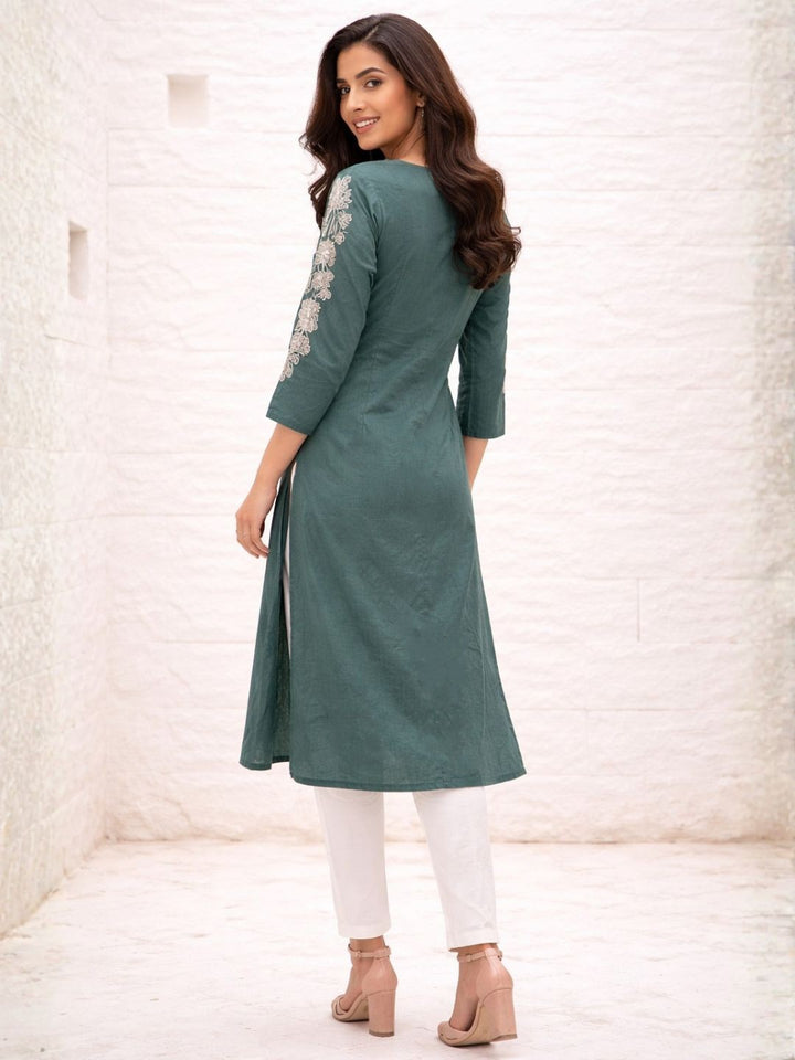 Chandri Viridian Embroidered Kurti