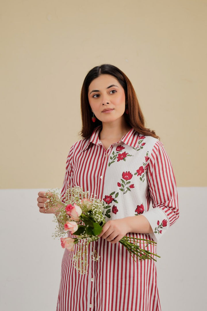 Tatva berry stripes cotton co-ord set