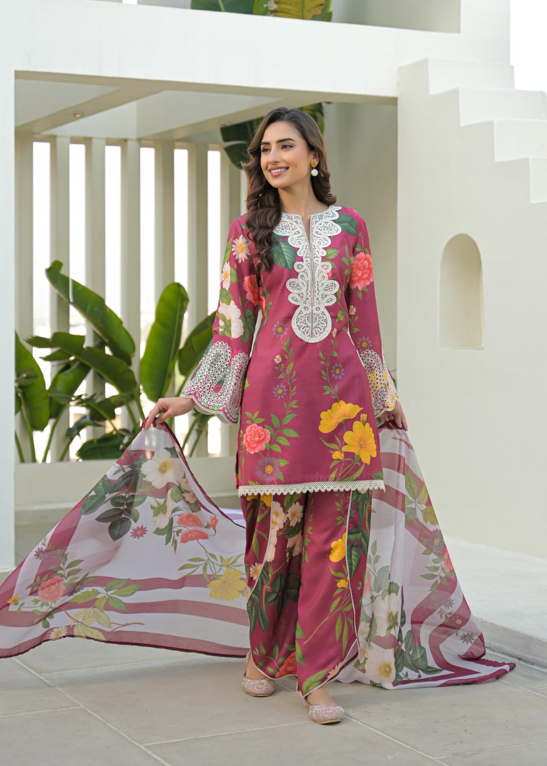 Dagdai brink printed lace suit set