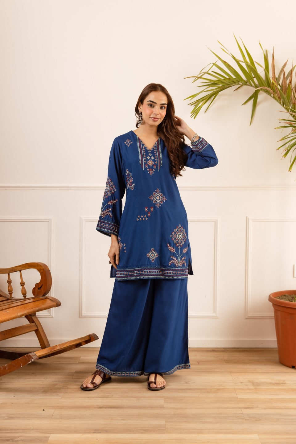 Karen Tufts embroidery cotton co-ord set