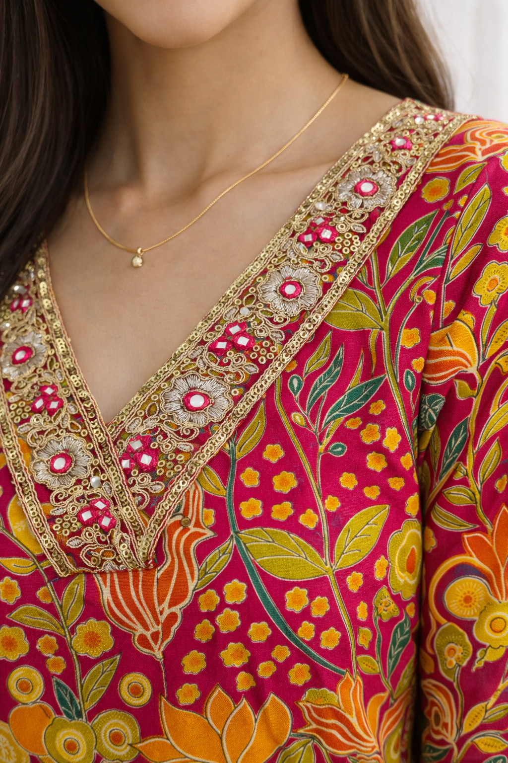 Barnali Cherry Printed Work Kurti