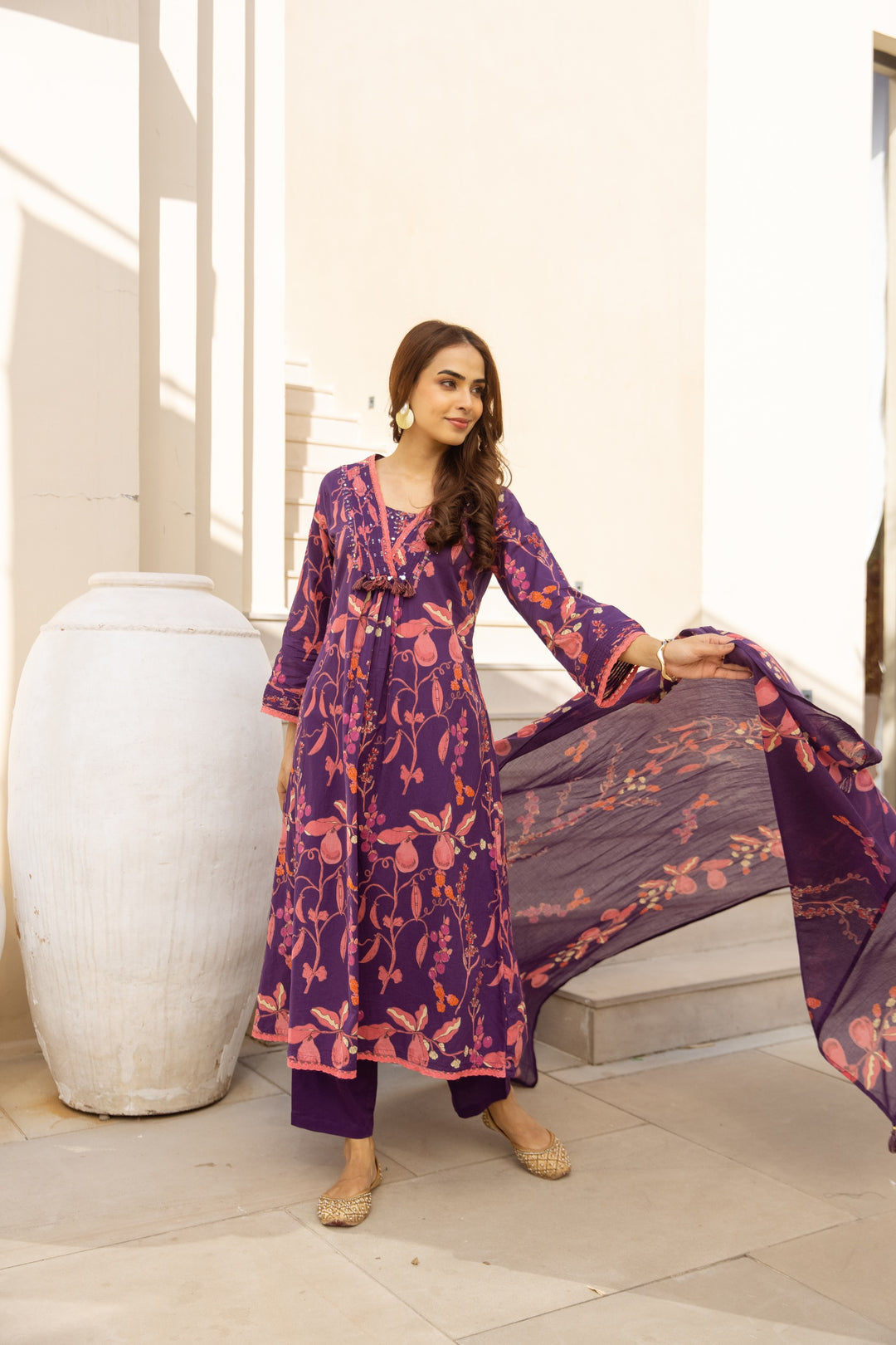Karen byzan cotton printed suit set