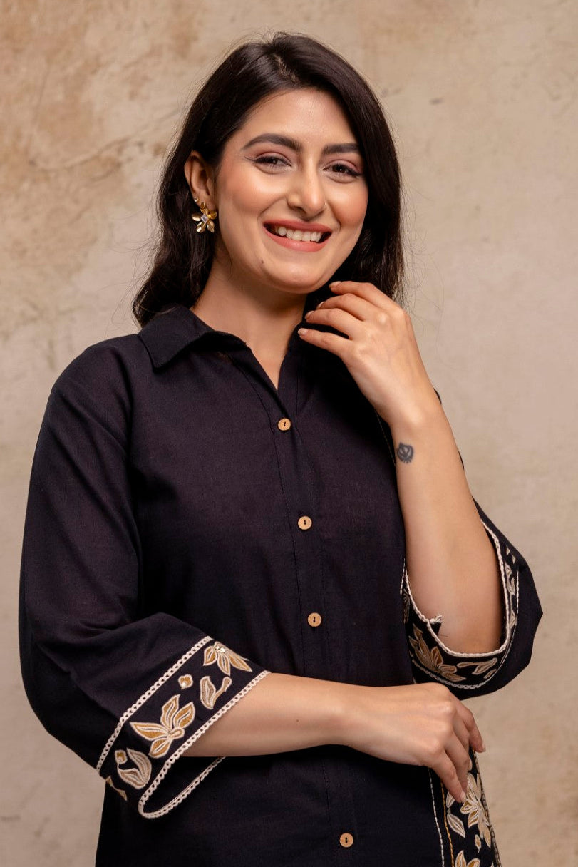 Viyona Jet Embroidered Co-ord Set