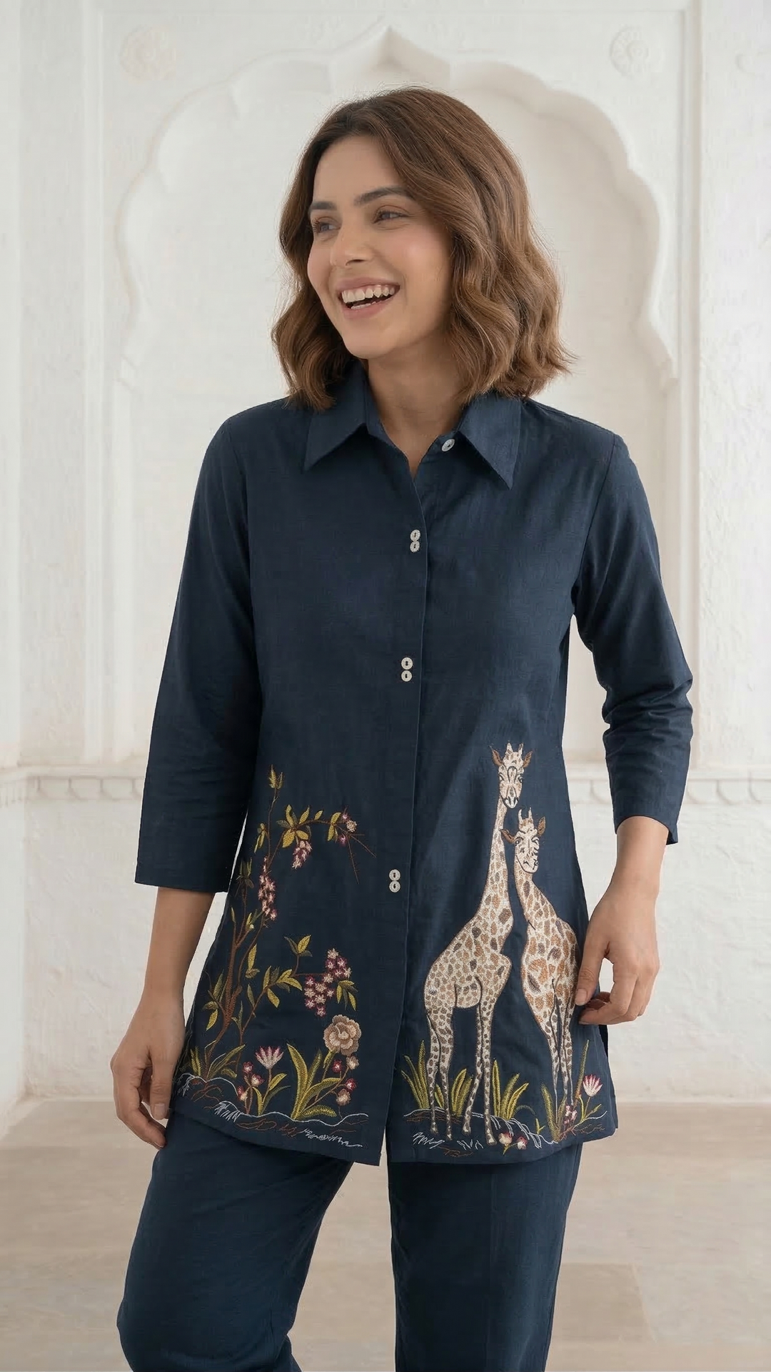 Gaur azure embroidery cotton co-ord set