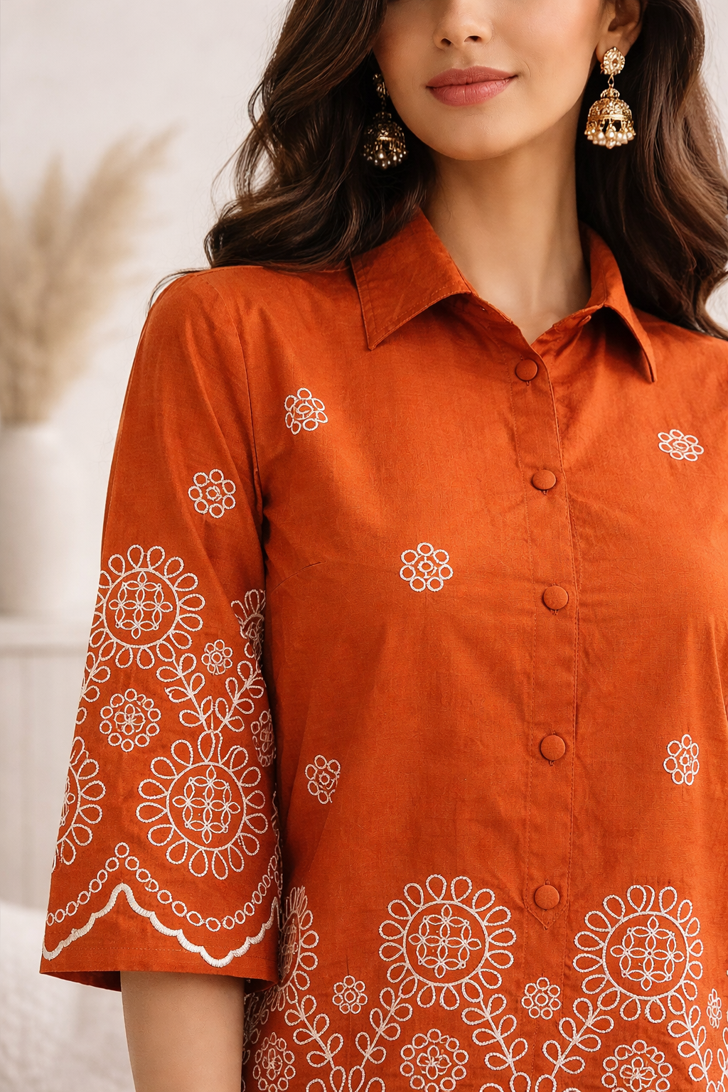 Abira Rust Embroidered Co-ord Set