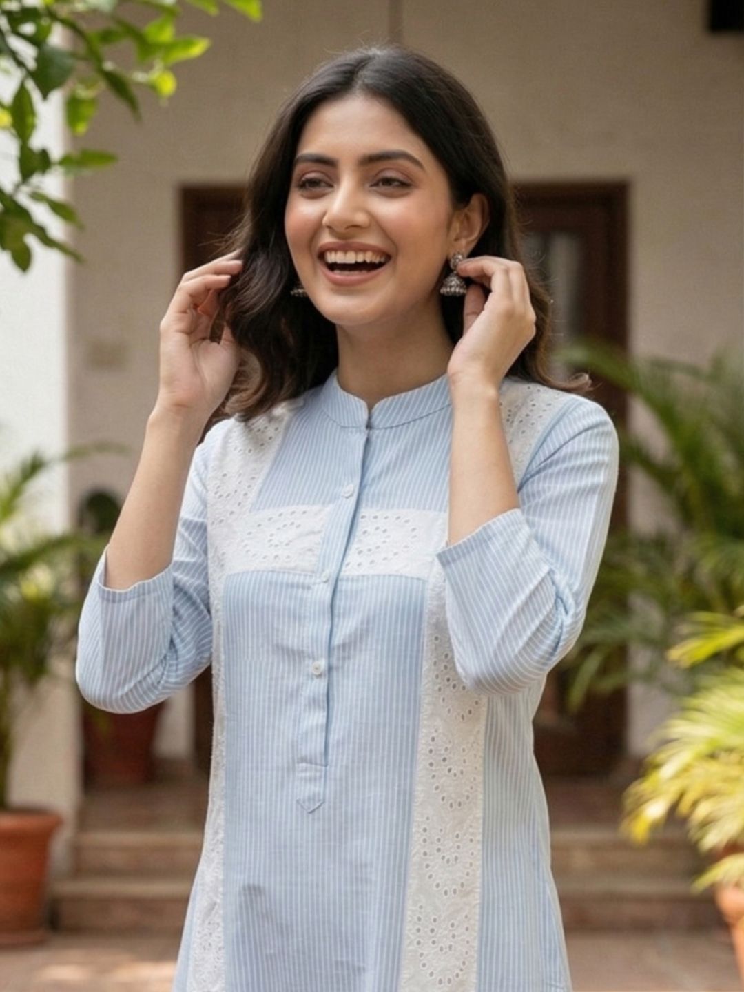 Perka softblue cotton kurta