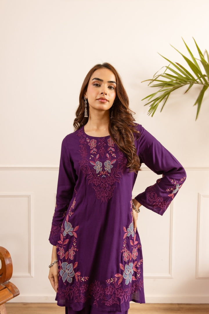 Karen grape embroidery cotton co-ord set