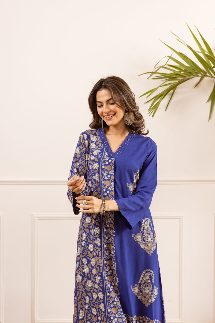 Karen Twilight printed cotton. Kurta pant set