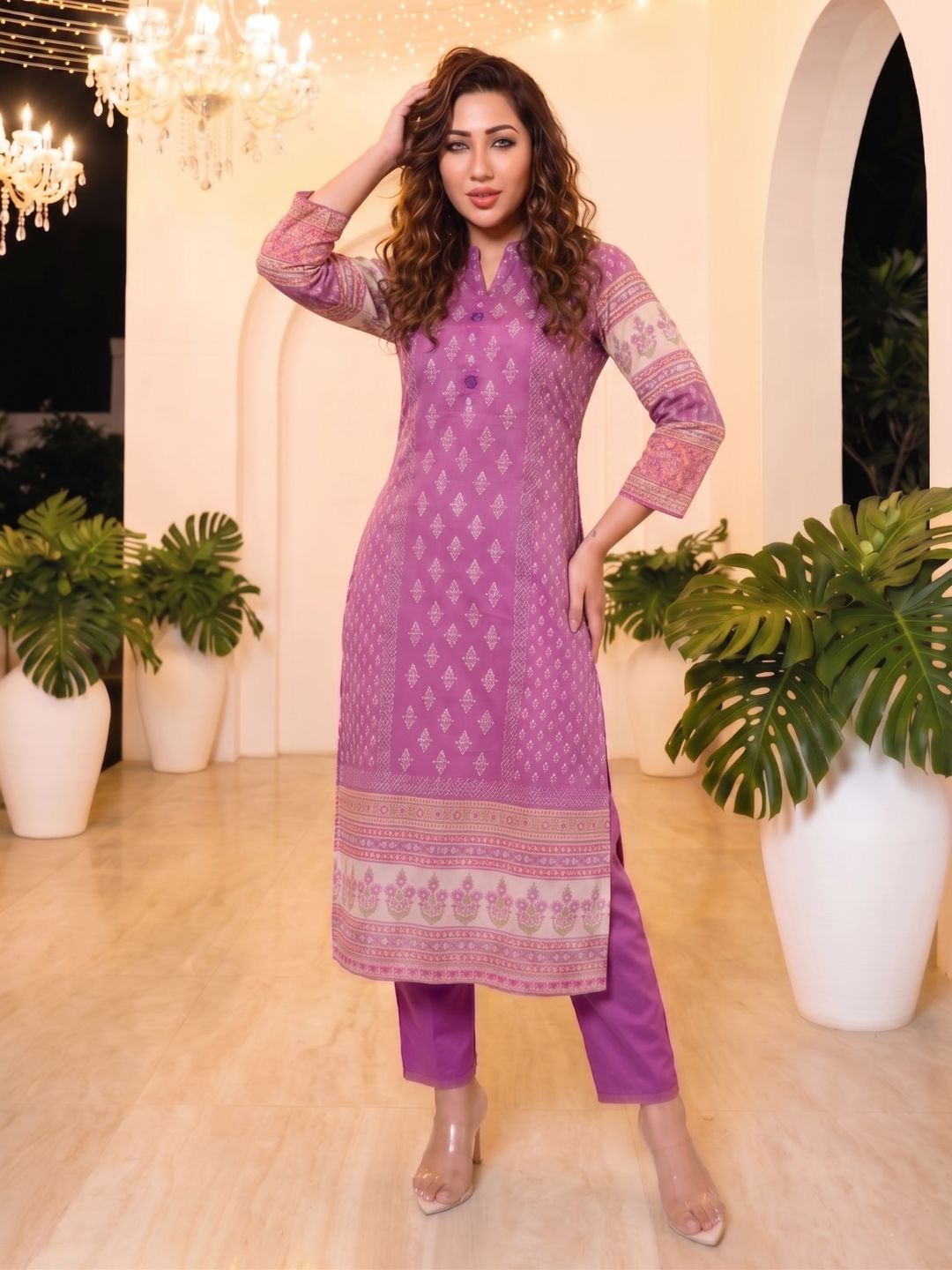 Shanti Orchid Printed Suit Set