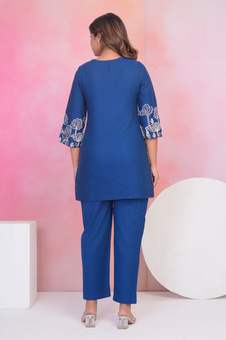 Vaidehi indi embroidery cotton co-ord set