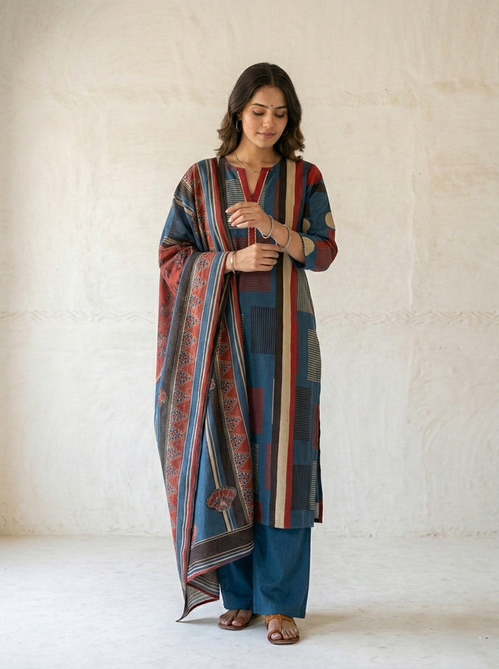 Swades berry printed cotton suit set