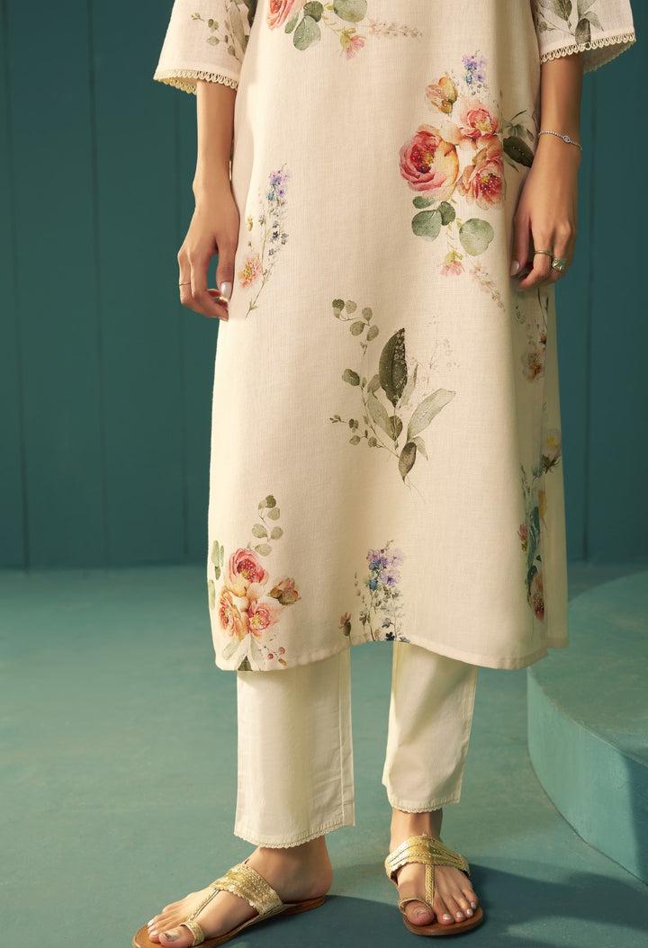 Itrh merino floral cotton linen suit set