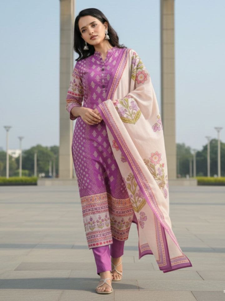 Shanti Orchid Printed Suit Set