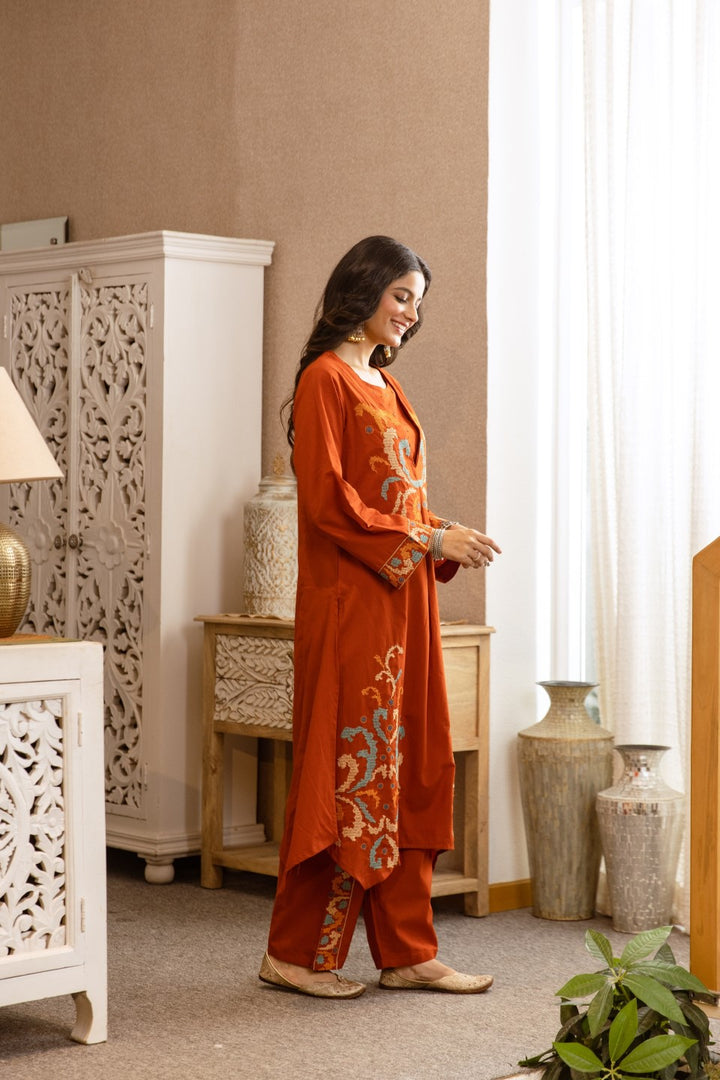 Karen Flame cotton kurta pant set