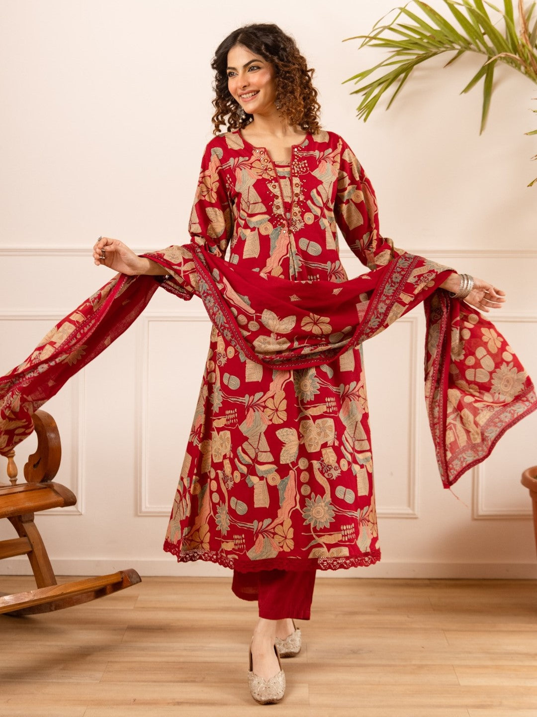 Karen Scarlet printed cotton suit set