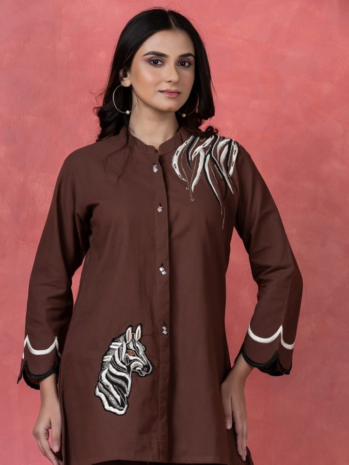 Gaur mulberry embroidery cotton co-ord set