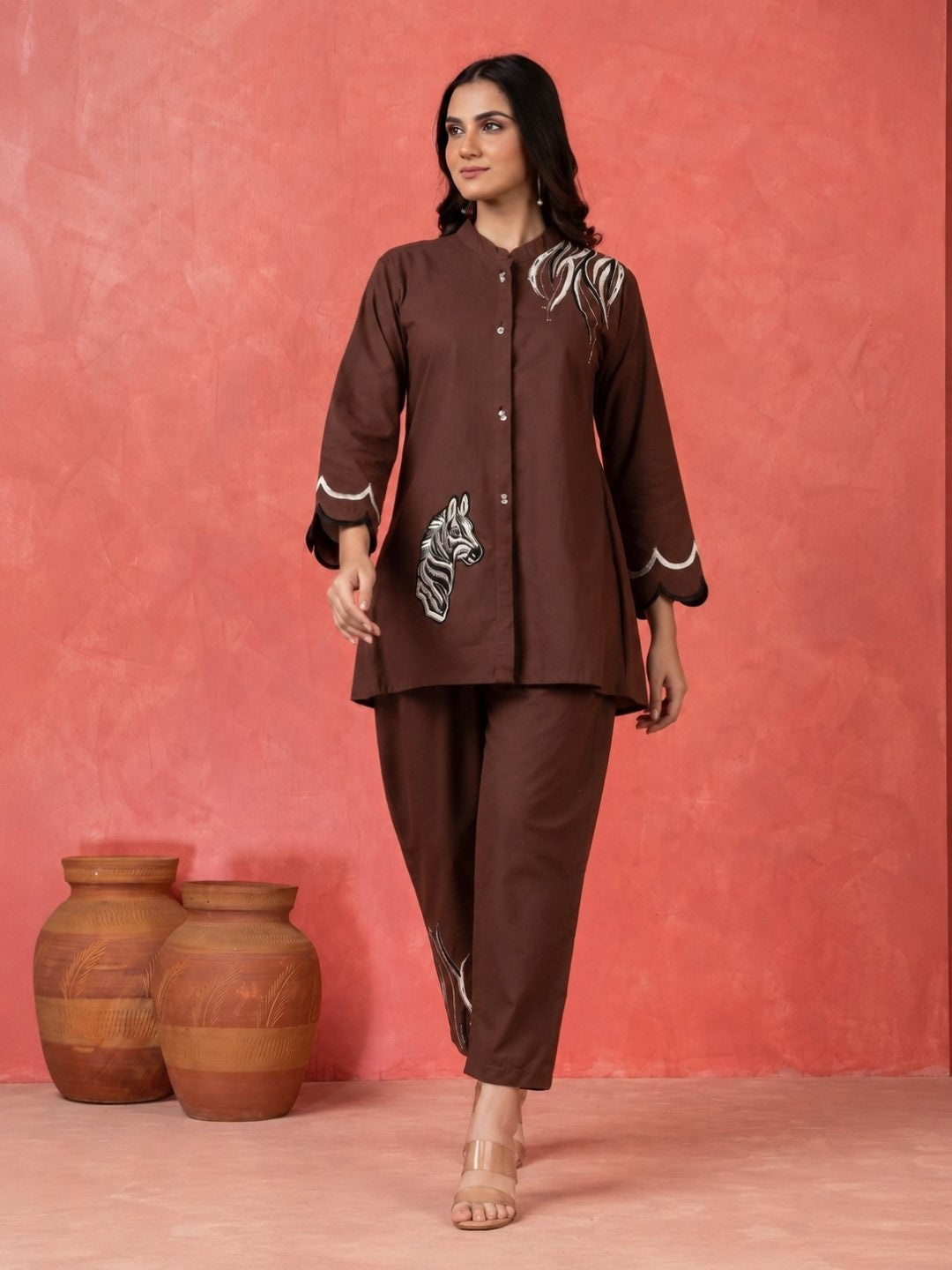 Gaur mulberry embroidery cotton co-ord set
