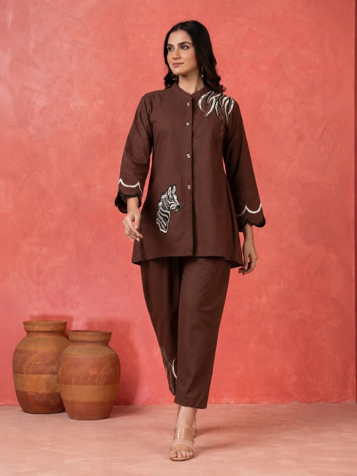 Gaur mulberry embroidery cotton co-ord set