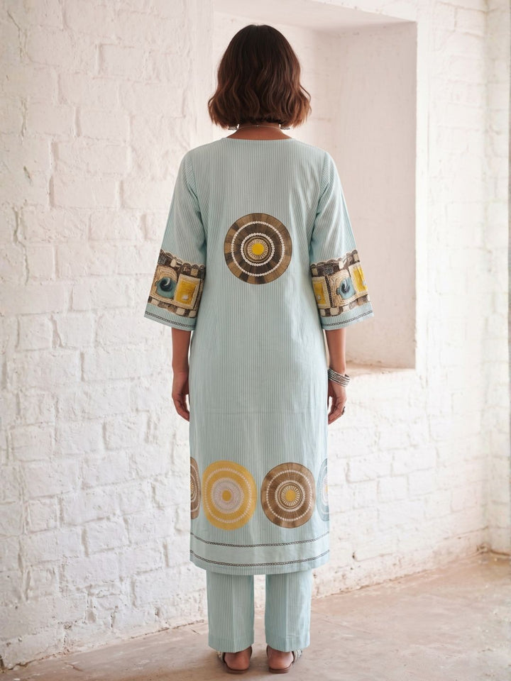 Virosh softblue cotton kurta pant set