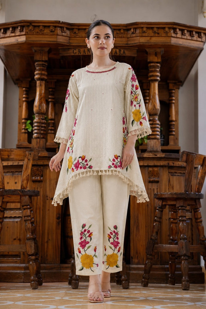 Hemal Bouquet Embroidery Cotton Co-ord Set