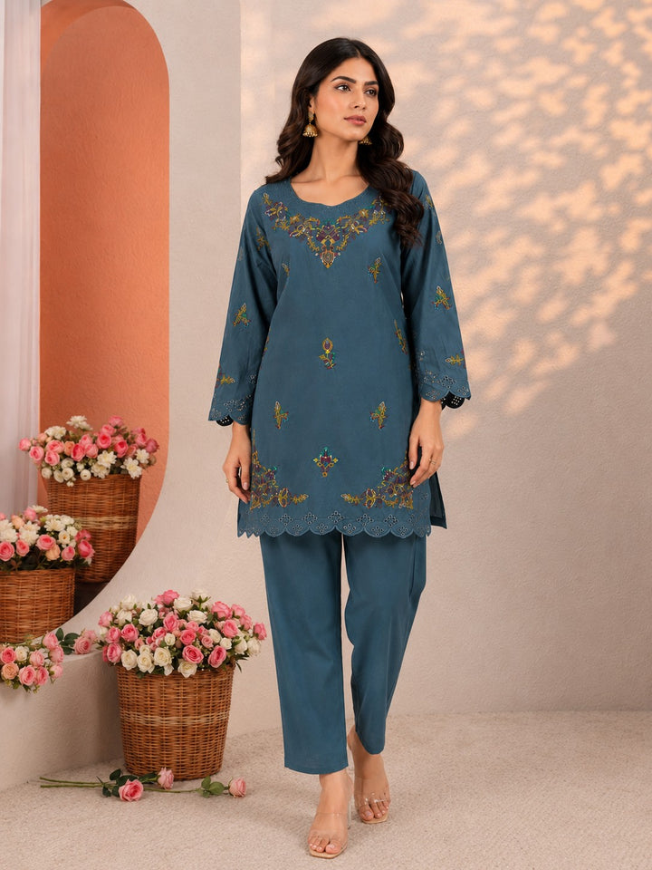 Mayuri Glacier Schiffili Embroidered Co-ord Set