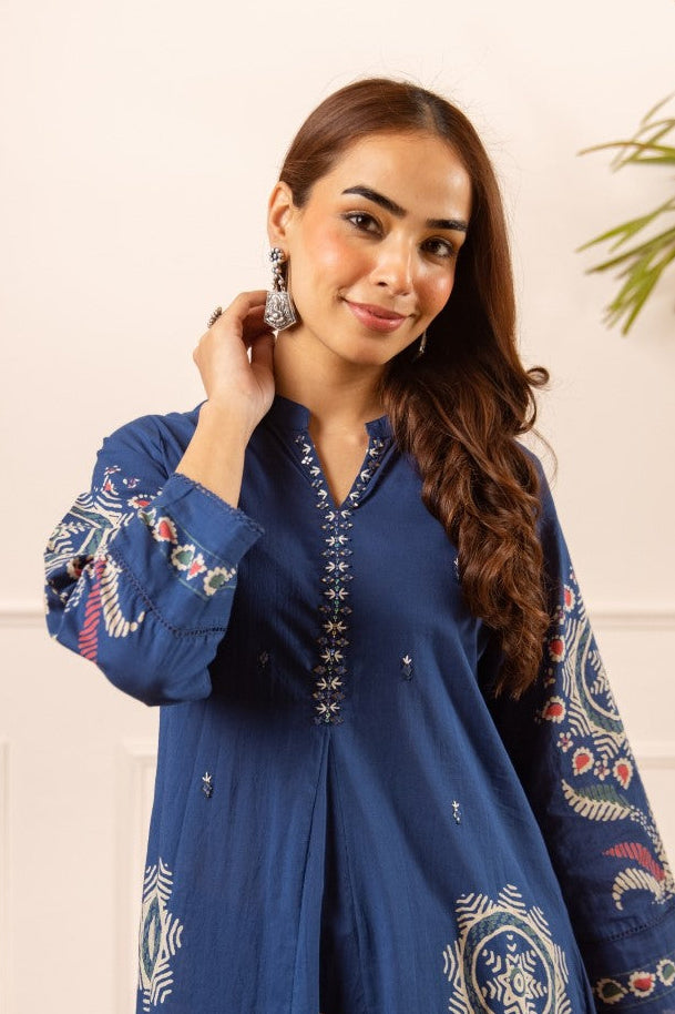 Karen Cobalt printed kurta pant set