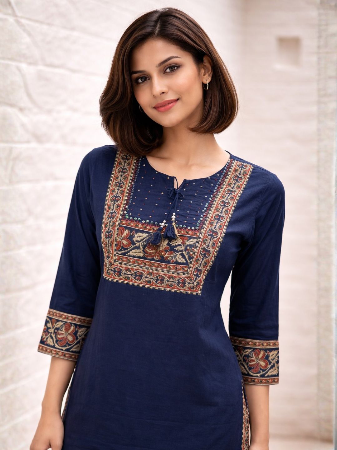 Vairagi Indi Printed Work Cotton Kurta Pant Set