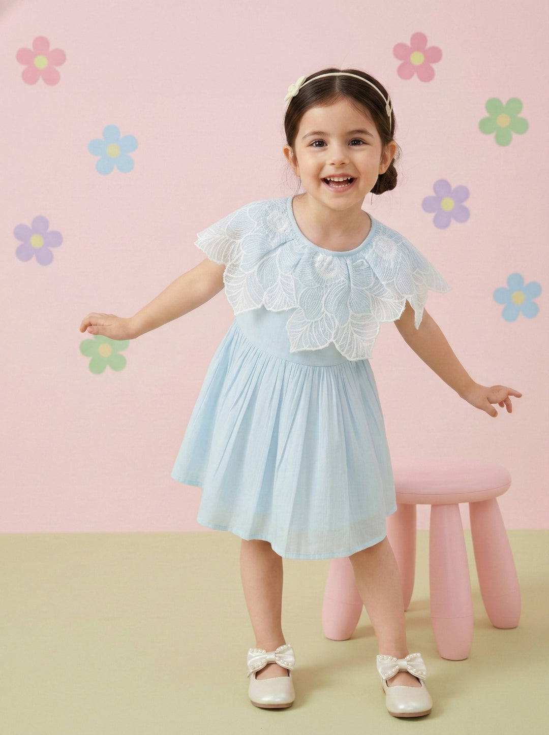 Joy softblue kids cotton dress