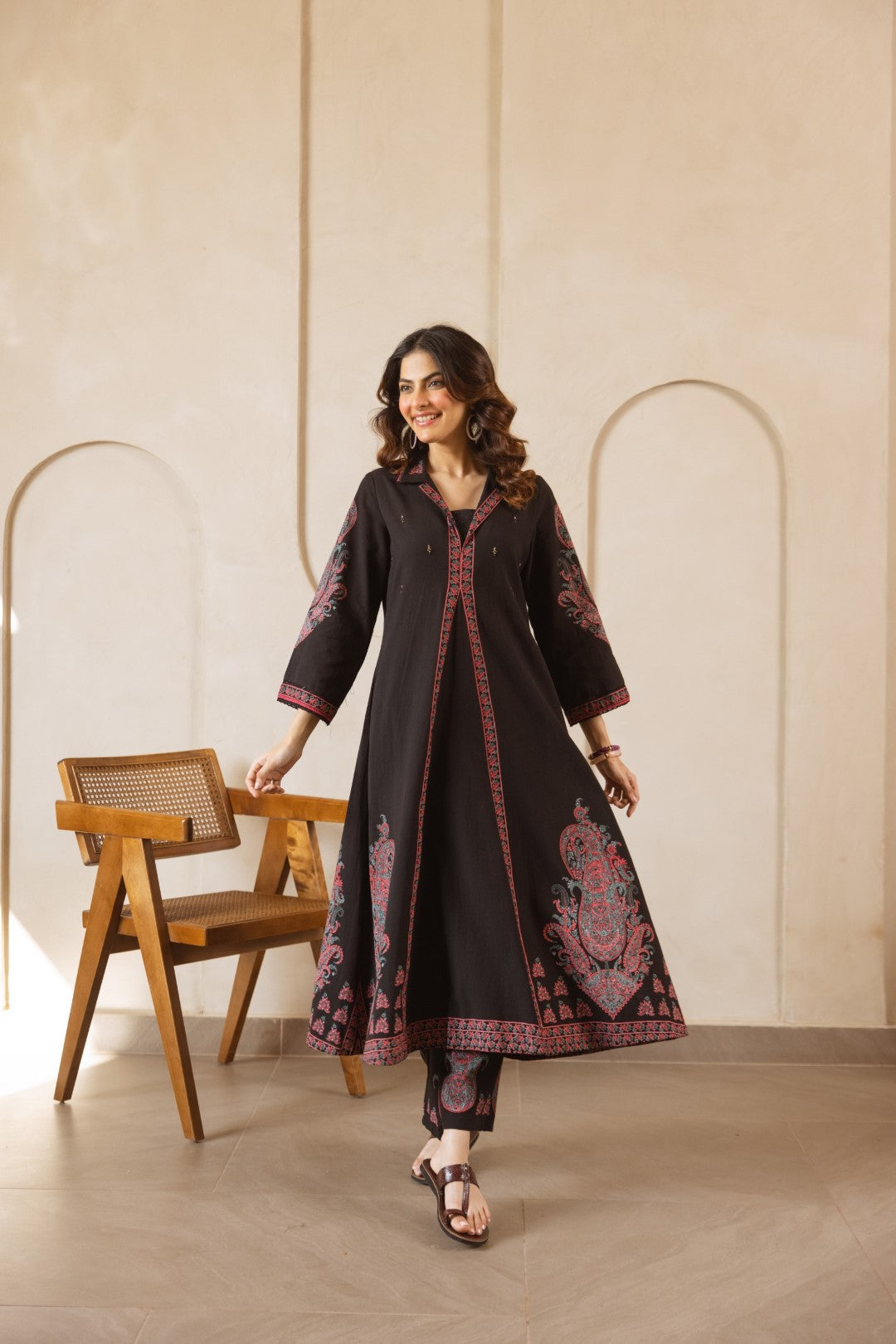 Karen Asphalt printed cotton kurta pant set