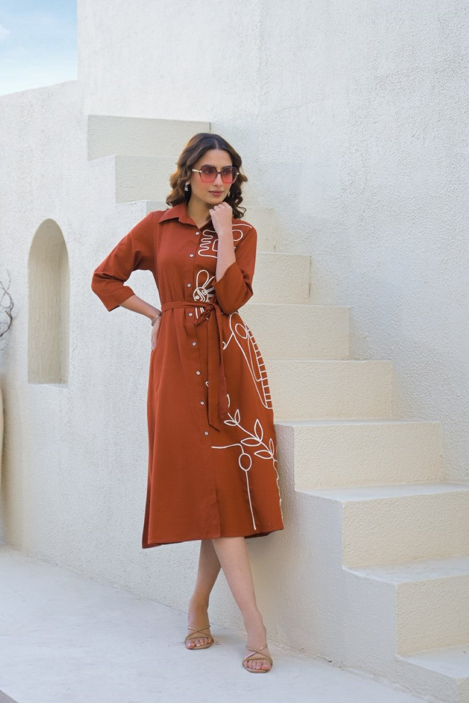 Tatva jasper embroidery cotton dress