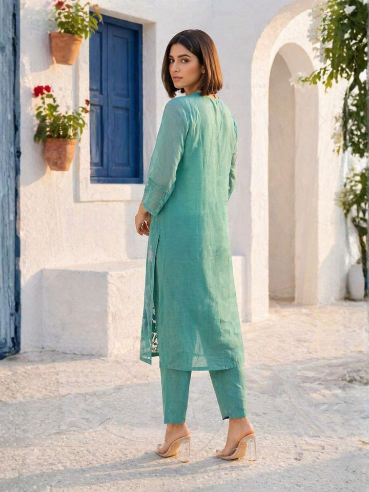 Mahi Sea Lace Work Suit Set