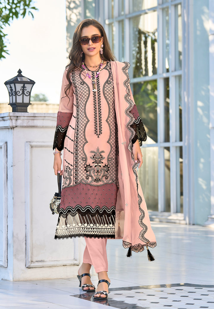 Neelima Salmon Full Embroidered Heavy Pakistani Suit Set