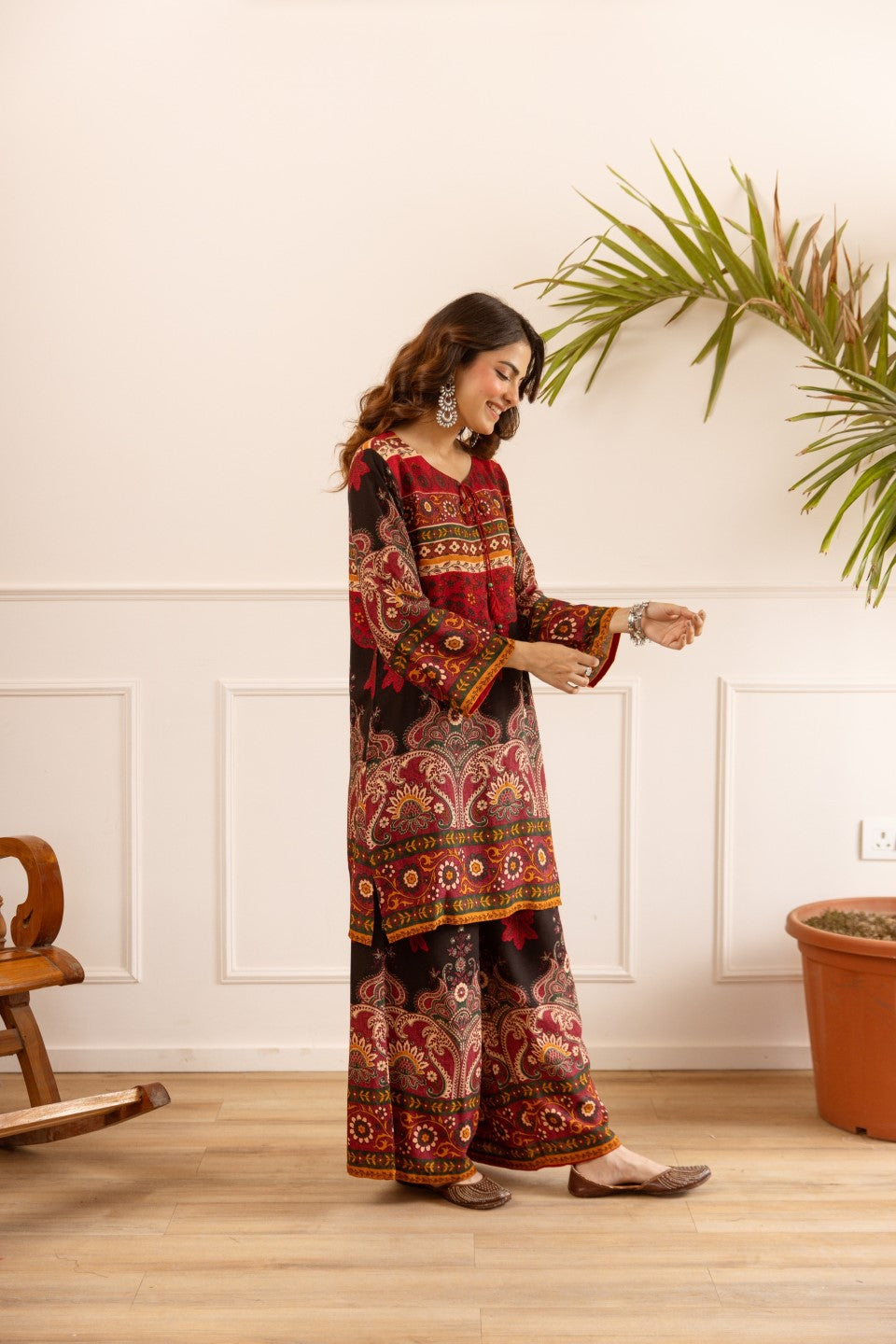 Karen carmine printed co-ord set